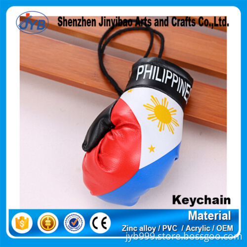 souvenir gift custom pu leather boxing glove shape keychains
